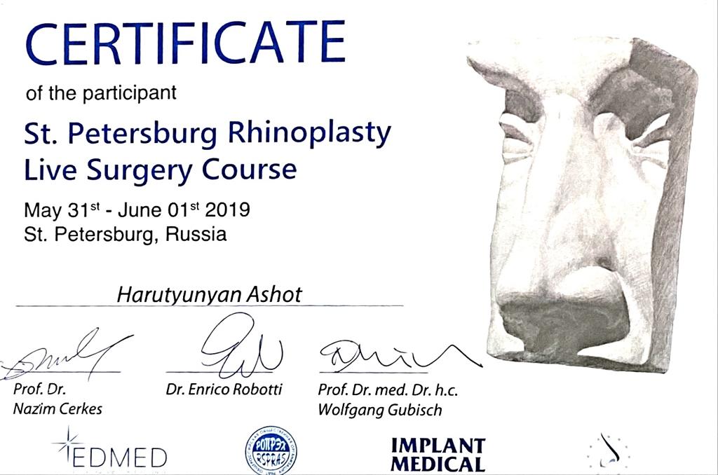 Zertifikat von Dr. Ashot Harutyunyan